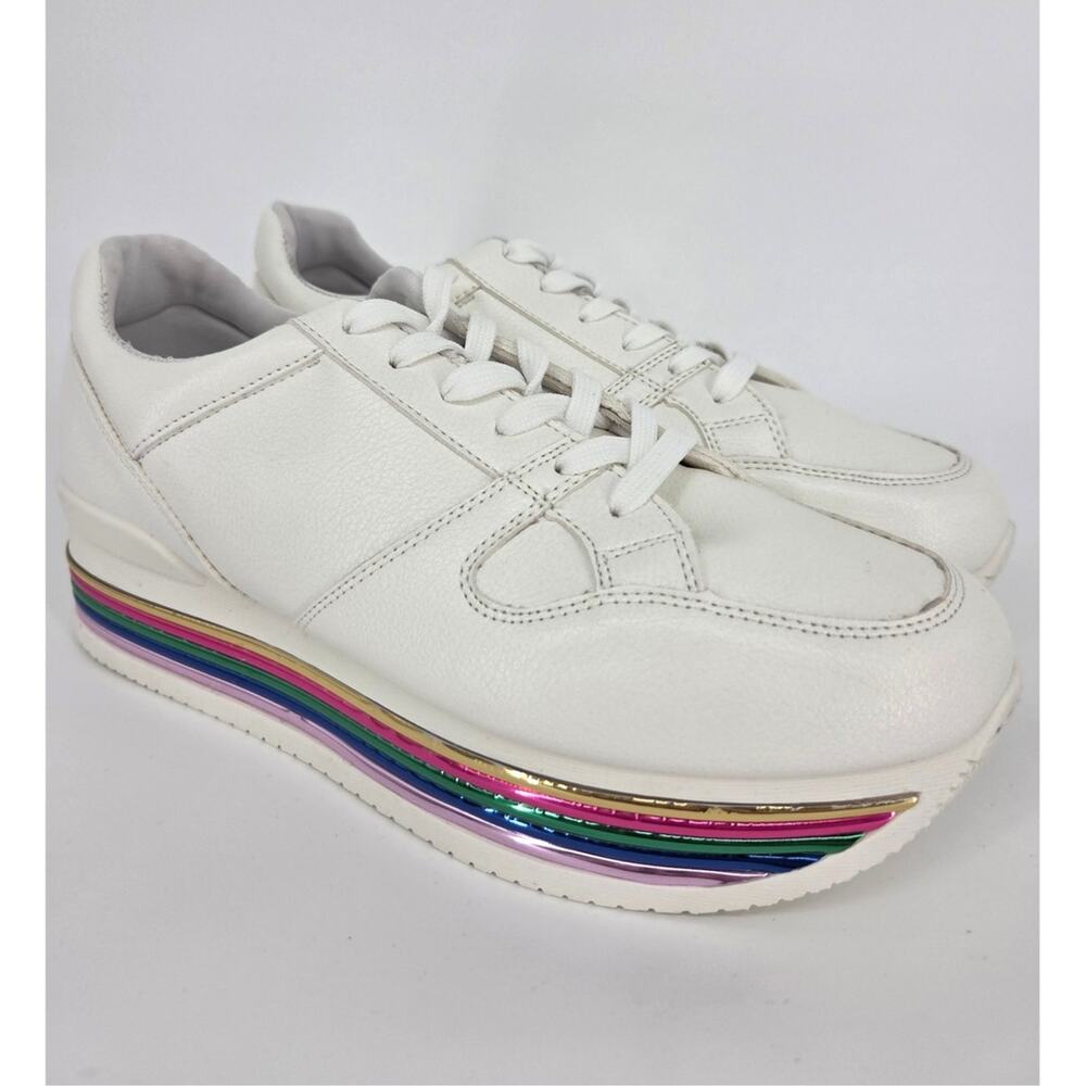 NEW Qupid Tampa 01 White Metallic Rainbow Pride Platform Sneaker Retro Size 10